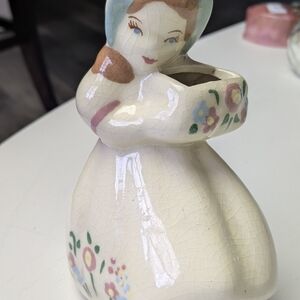 Elegant Ceramic Lady Vase with Floral Design